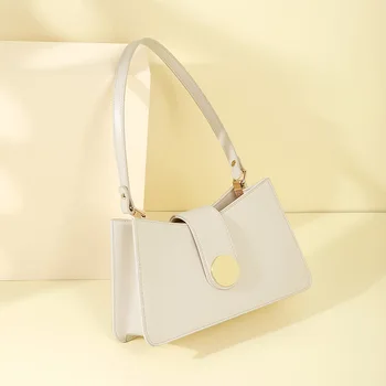 

Pure Color PU Leather Handbag Handbag Lady Daily Shopping Single Shoulder Bag Young Lady Compact Multi-function Bag