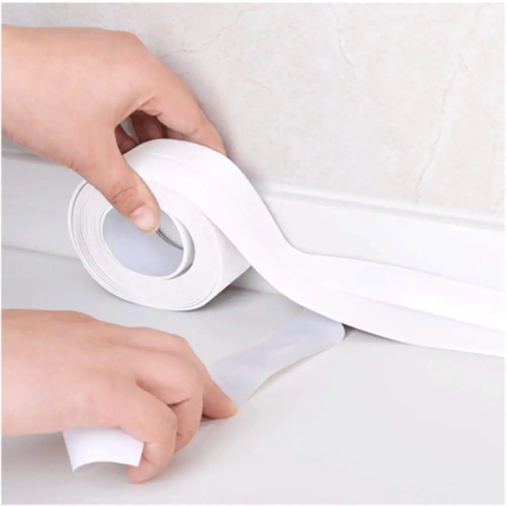 38mm*3.2m Caulk Strip PE Self Adhesive Sealant Tape Waterproof Mildewproof Trimmer Tub Kitchen Toilet Wall Corner Edge Bathroom - Цвет: White 1 Pack