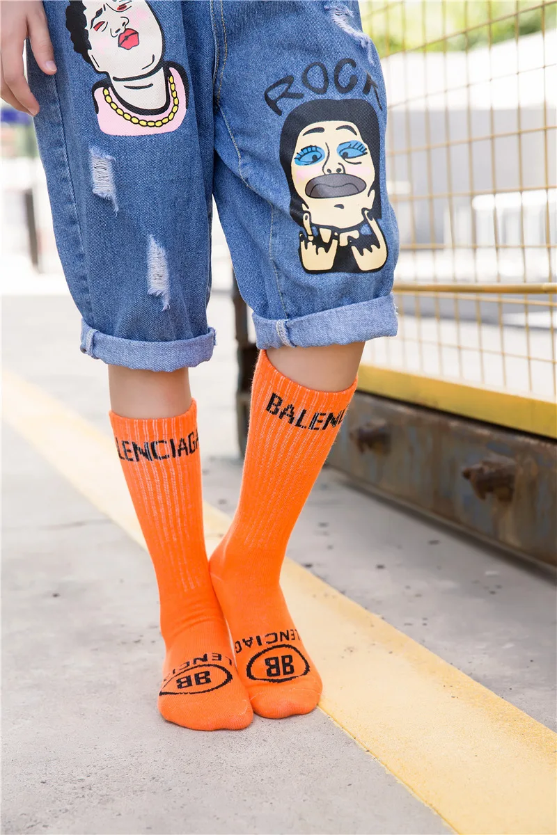 Korean-style Spring And Summer Cotton BB English Lettered Children Tube Socks Candy Color Online Celebrity Parent And Child