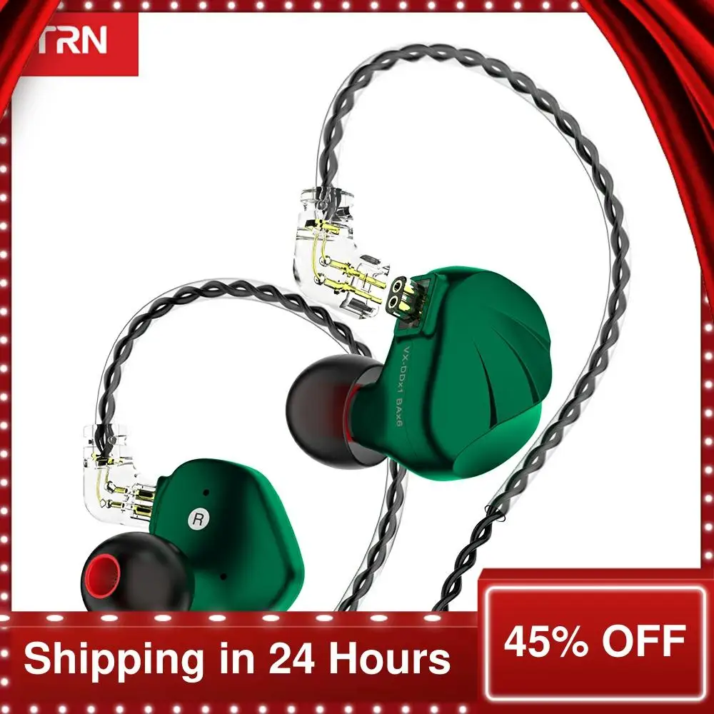 

TRN VX 6BA+1DD Hybird HIFI Monitor Running Sport Headset Earbud 2Pin 0.75MM In Ear Earphoner TRN V90 BA5 T2 T3 Earphones