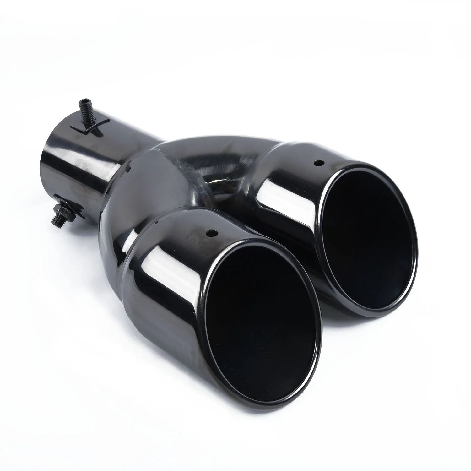 Автомобиль Универсальный двойной нержавеющая сталь Серебро Хром выхлопной трубы глушителя наконечник трубы
