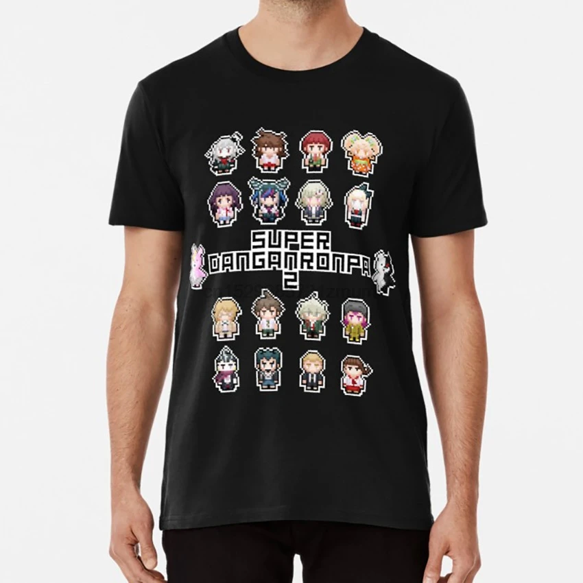 Super Retro Despair 2 T shirt danganronpa dangan ronpa pixel art chibi nagito komaeda mikan tsumiki hajime hinata chiaki | Мужская