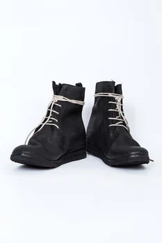 

Fashion New Men faux suede Leather Low Heel Lace-up Casual Shoes Round Toe Ankle Style Male Trendy High Top Martin Boots 4M036