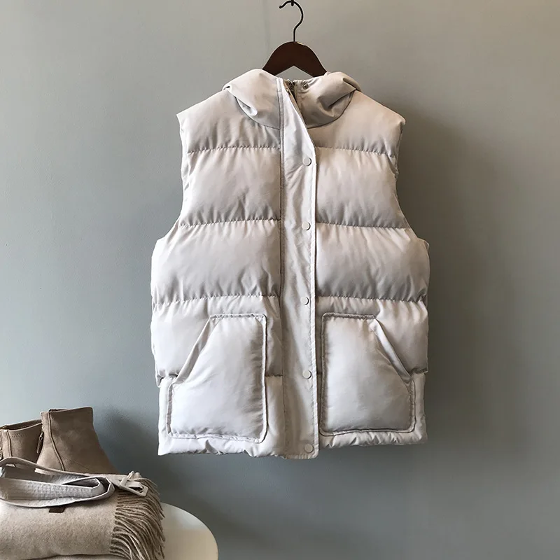 Women Solid Sleeveless Winter Keep Warm Winter Vest Coat with belt Women Breasted Loose Thick Fashion Vest