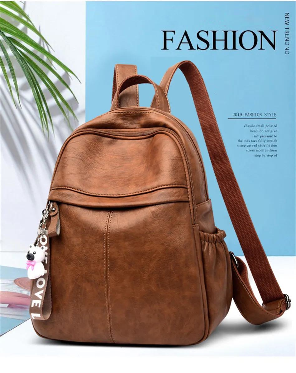 Women Leather Backpacks High Quality Female Vintage Backpack For Girls School Bag Travel Bagpack Ladies Sac A Dos Back Pack