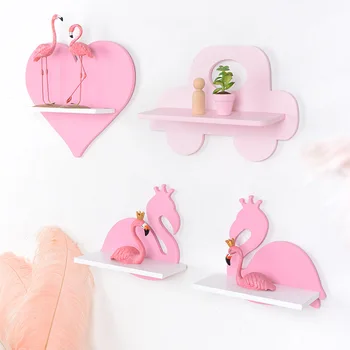 

Pink Crown Floating Shelves Wall Mounted Blue Car Swan Decorative Wall Storage Shelf for Girl Bay Bedroom Living Room Decor Pine