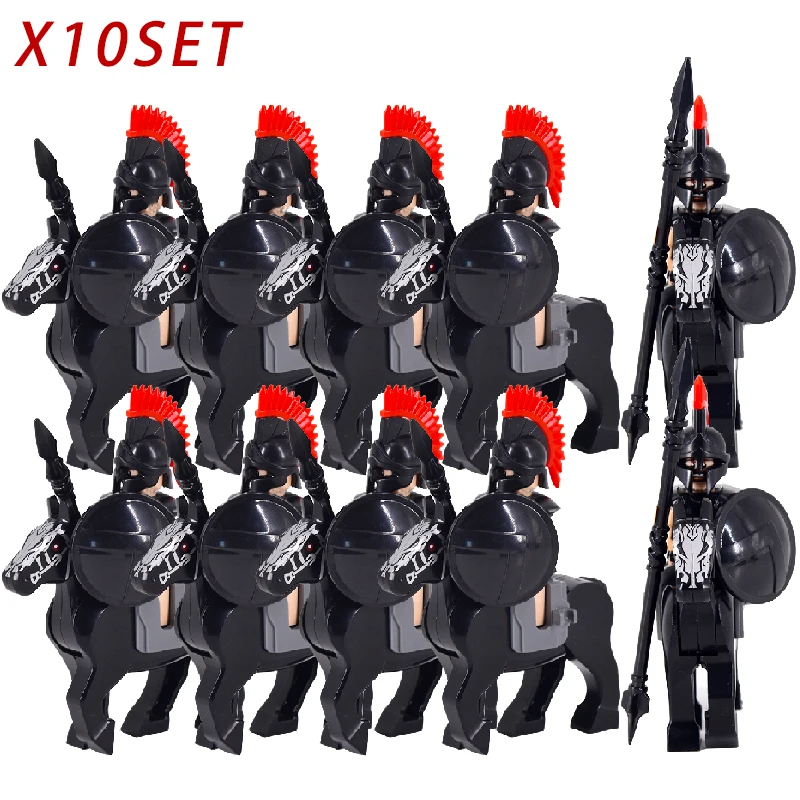 Middle Ages Medieval Roman Crusader Spartan Knight Warriors Warhorse Figures Building Blocks Bricks Castle Toys For Children | Игрушки и