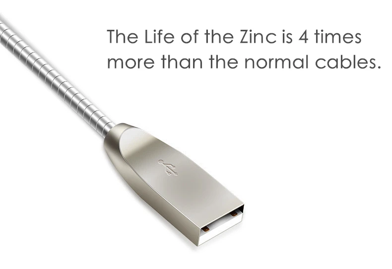 Zinc USB Cable 5V 2.4A Fast Charging Metal Braide Type C Micro USB Charger Cable Spring Wire Cord for Samsung Xiaomi Huawei usb quick charge