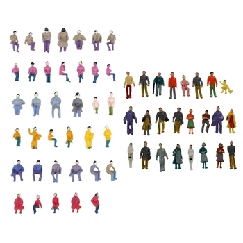 

74 Pcs Figurines Passengers Seated Painted Miniature Decor Colorful Painted Sand Table Model for Train Scale 1:87
