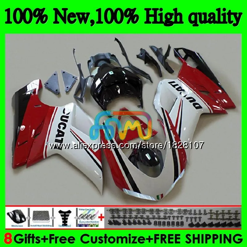 848 красный белый 1098 для поездок на мотоцикле DUCATI 848R 1098R 1198 07 08 09 10 11 70BS. 28 1098S 848S R 1198S 2007 2008 2009 2010 2011 2012 обтекатель