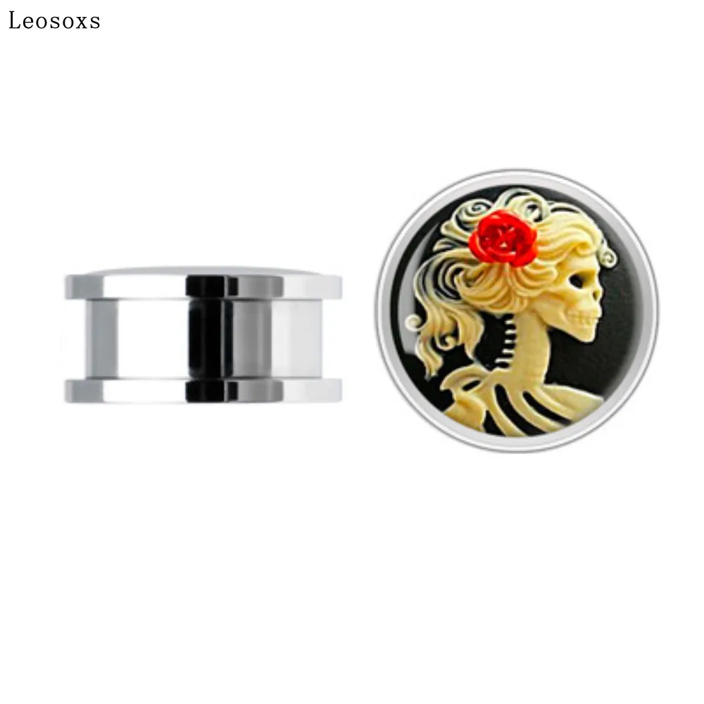

Leosoxs 2pcs New Product Hot Sale Stainless Steel Ear Flared Skull Ear Pinna Piercing Jewelry