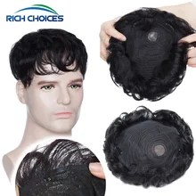 Rich Choices Hairpiece For Male 16×19cm Prosthesis Wig 150% Density Wavy Indian Hair Men Toupee For Human Male Hair Extensions