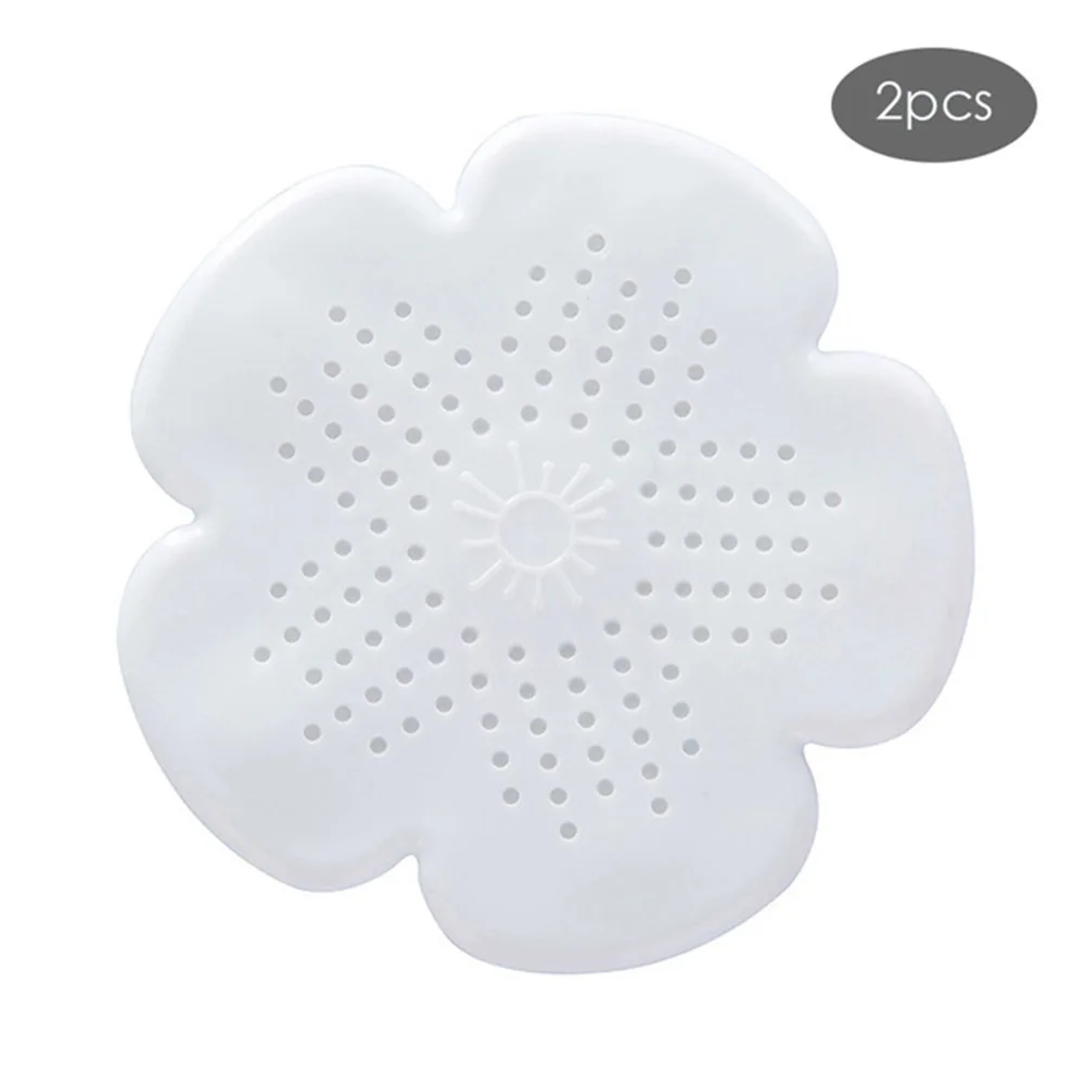5pcs Bathroom Silicone Sink Drain Filter Bathtub Hair Catcher Stopper Anti-Blocking Kitchen Floor Drain Sink Strainer - Color: white
