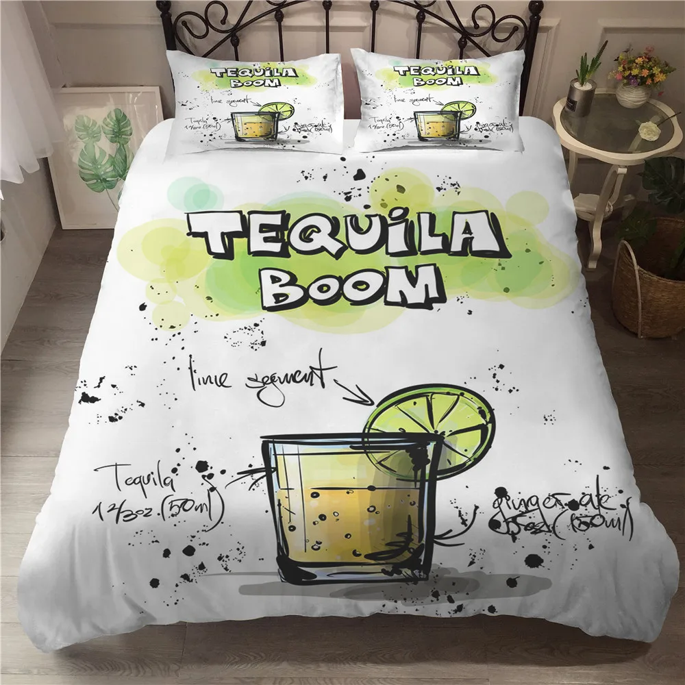 

MEI Dream Tequila Printed 3D Bedding Set Cotton Bedding Coverlets Summer King Size Bedding Set