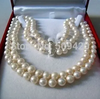 

DOUBLE STRAND 8-9 MM AKOYA SALTWATER PEARL NECKLACE 17-18"