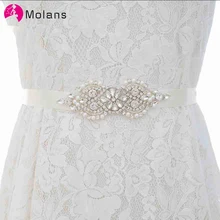 Моланс бутик стразы жемчужные бисероплетения пояса для невесты свадебное платье кристалл пояс лук с атласными лентами пояс