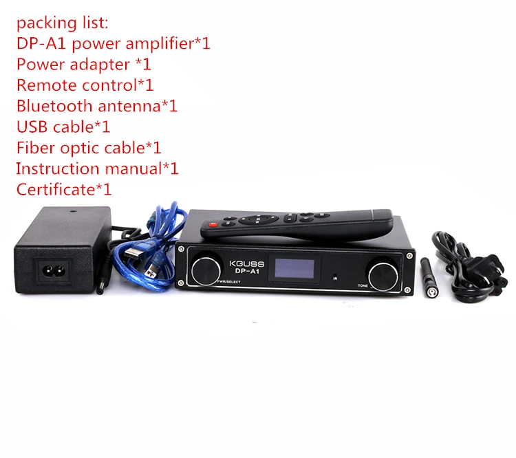 KGUSS DP-A1 Цифровой Bluetooth 4,2 CSR64215 усилитель USB/оптический/коаксиальный/AUX вход TAS5352A 24 бит/192 кГц 120 Вт* 2