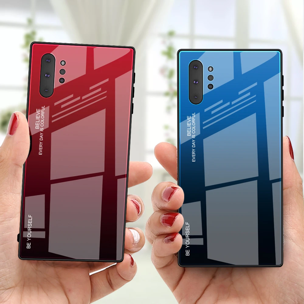 Per Samsung Galaxy Note 10 Custodia Rigida In Vetro Temperato Sfumato Cover Posteriore Protettiva Per Samsung Note 10 Plus Note10 Pro 10 +