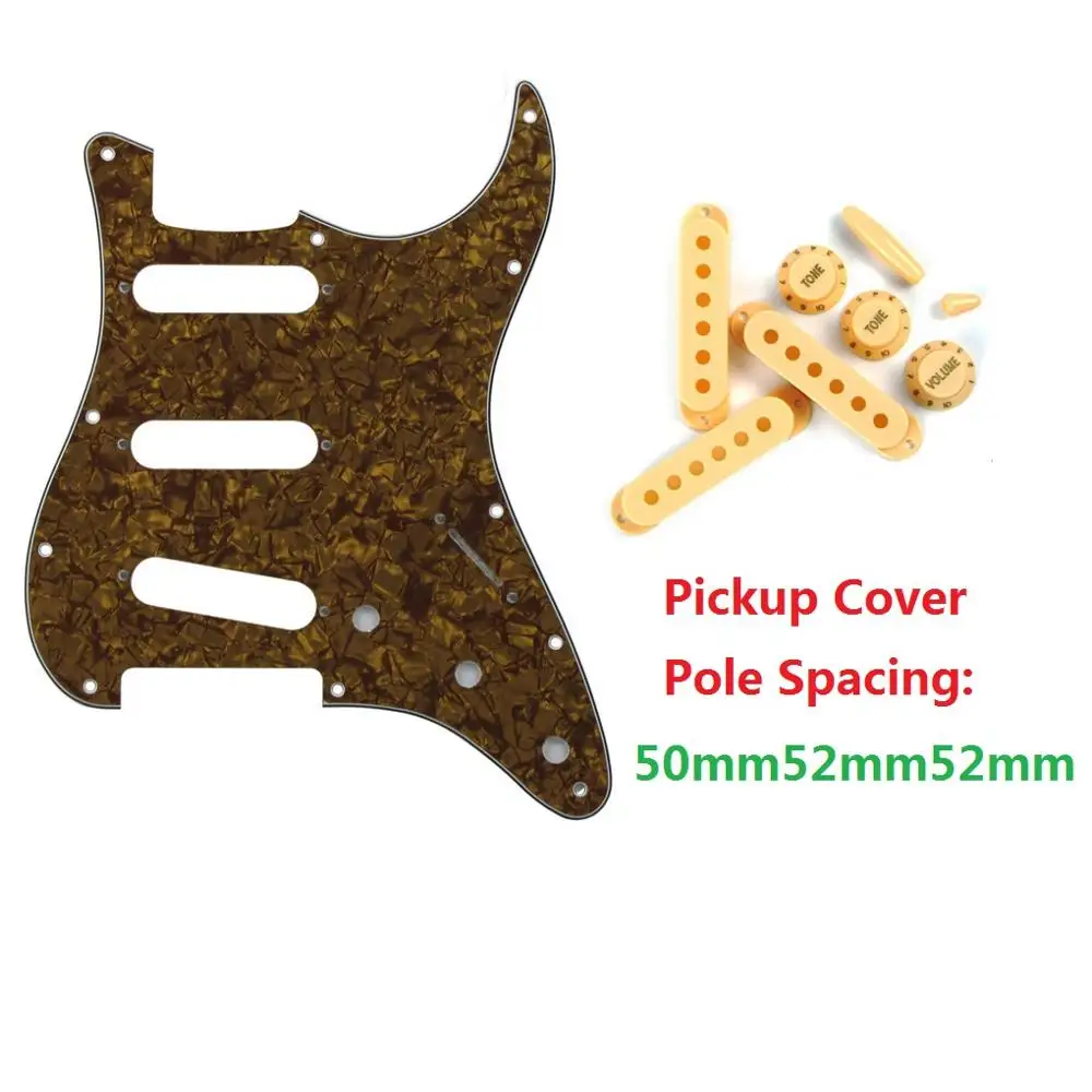 FLEOR коричневая жемчужная Гитара Pickguard скретч пластина SSS звукосниматель крышки 2T1V ручки для гитары для 11 отверстий Strat гитары Части - Цвет: 50mm52mm52mm Covers