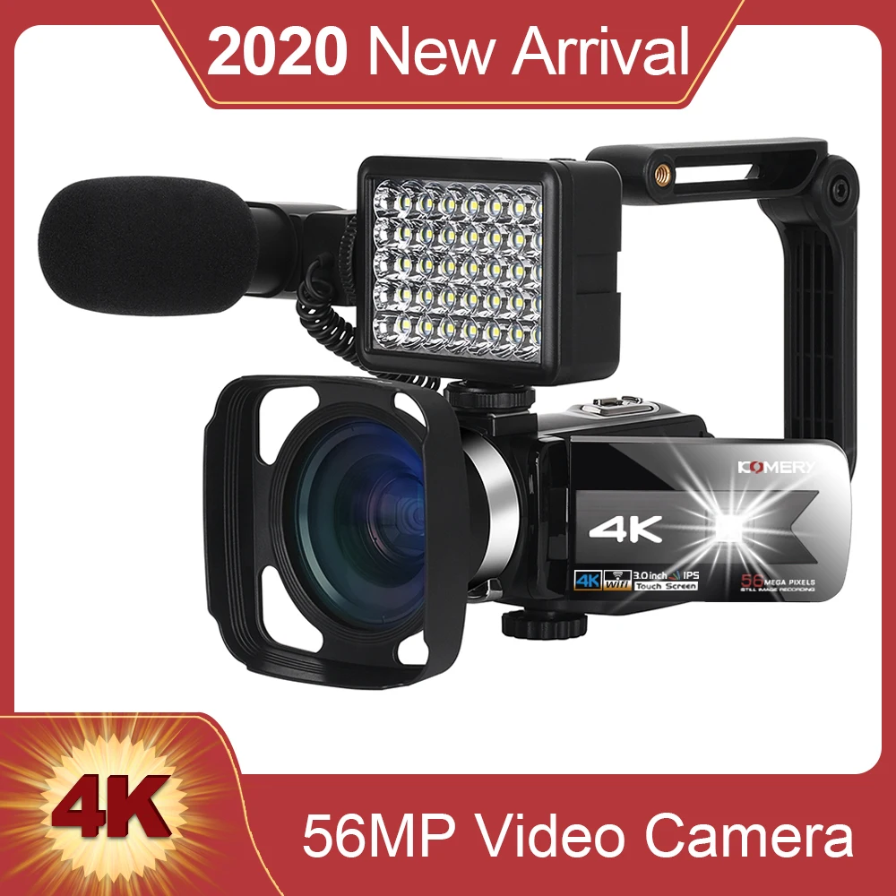 KOMERY New Release Video Camcorder 4K WiFi Night Vision 56MP Builtin