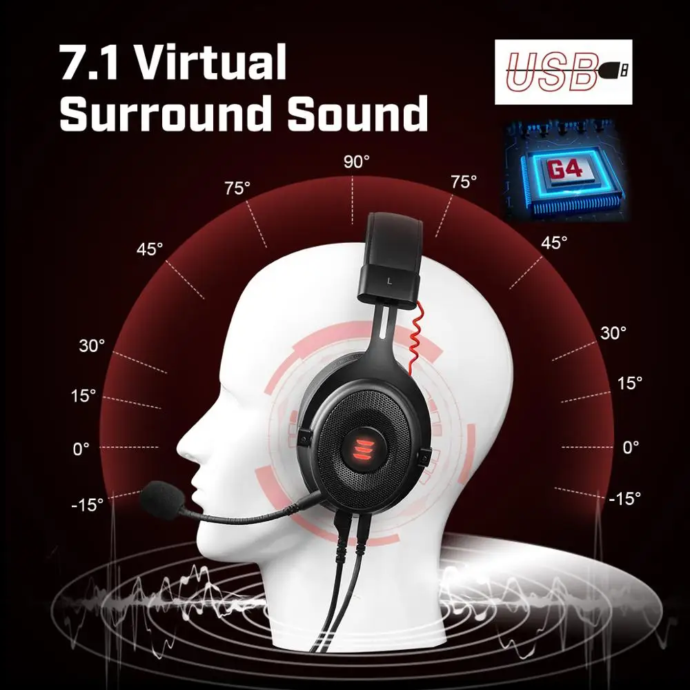 EKSA E900 PRO Gaming Headset Gamer 7 1 Surround Sound Wired Game Headphones with Microphone For Xbox PC PS4 Laptop XIAOMI