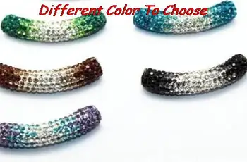 

30 pcs/lot 45cm new clay pave disco bead bracelet necklace gradient beads long bending Tube Bead making yert23 crystal