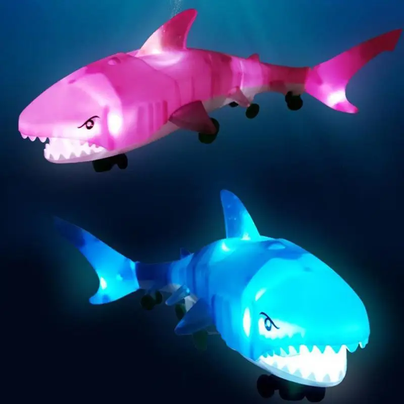 

Funny Plastic Kid's Electric Toys Drawstring Electric Shark Leash Lighting Music Universal Shark Children's Toys With Led Light