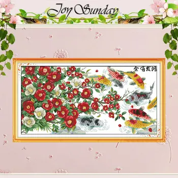 

Big Size Flowers and Fishes Counted Cross Stitch 11CT 14CT Cross Stitch Sets Animals Cross-stitch Kits Embroidery Needlework