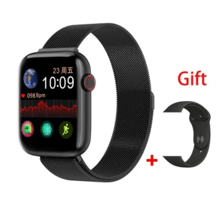 and black strap W75 ЭКГ смарт-браслет 1:1 монитор сердечного ритма серии 5 часы 5 40 44 мм фитнес-трекер W75 ip68 Водонепроницаемые Смарт-часы VS IWO 12 8 - Цвет: and black strap