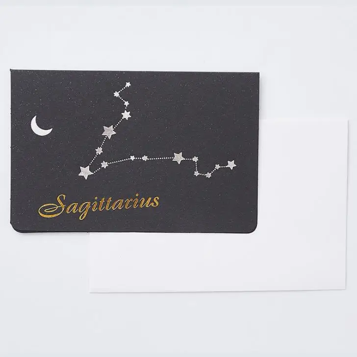 Sagittarius 1 шт. милые 12 созвездий бумажная поздравительная открытка+ конверт Набор Бизнес День рождения Рождественский подарок открытка Канцелярские Принадлежности - Цвет: Sagittarius