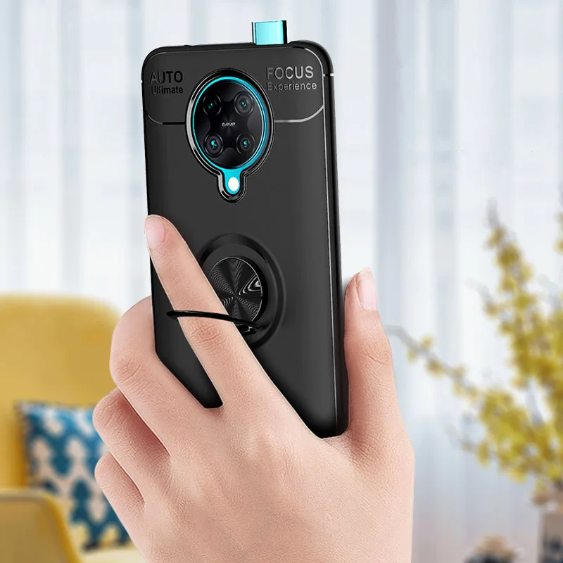 Силиконовый чехол для Xiaomi Redmi K30 Pro Zoom Чехлы Металлическое кольцо Держатель Стенд