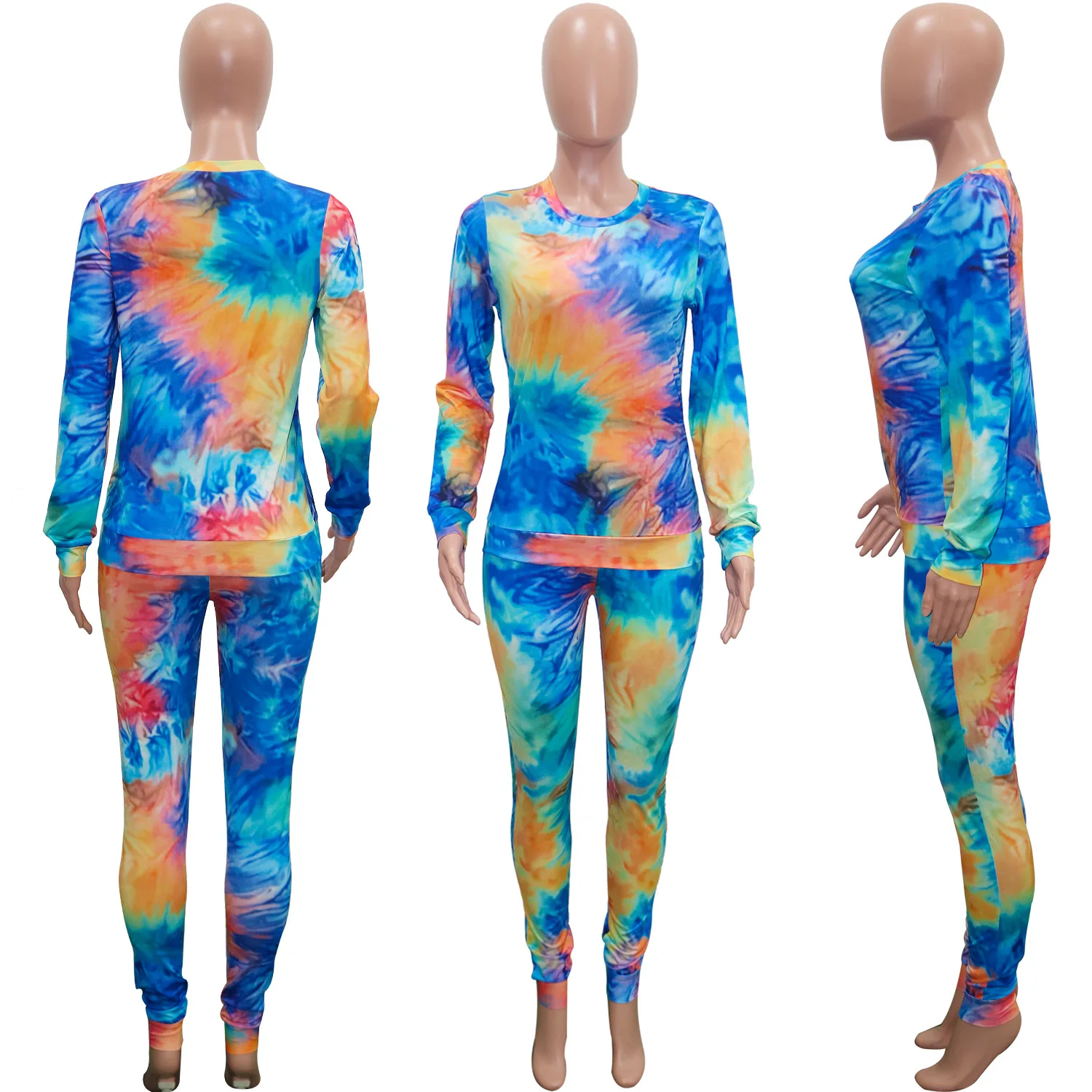 Женский спортивный костюм с принтом Tie Dye толстовка длинным рукавом и брюки