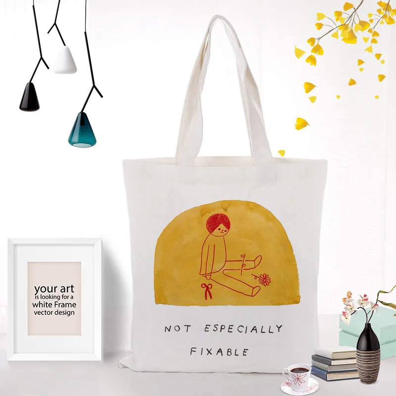 ILLUSTRATIONX125 Холст сумка для покупок текст DIY простая иллюстрация ежедневного использования пользовательский принт Логотип эко многоразовая утилизация - Цвет: ILLUSTRATIONX125