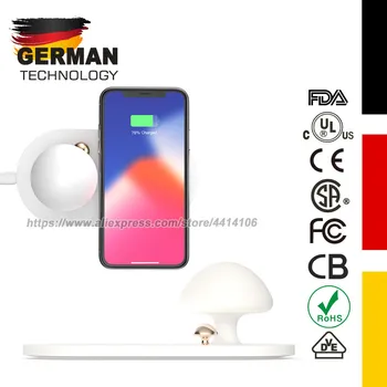 

Wireless Charger with Night Light, AmuseNd 10w Qi Charging Station for iPhone X/8/8Plus Galaxy Note8/S8/S7/, 9V-1.3A/5V-1A