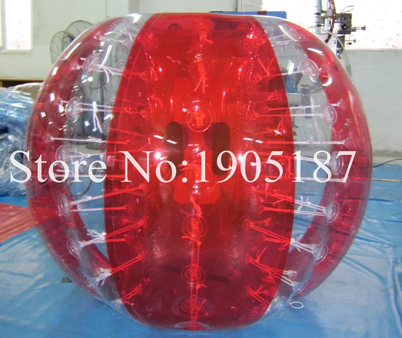 half red clear(1.5m) Цена 1 м, 1,2 м, 1,5 м лучшее качество Тела Зорб мяч, пузырь футбол, надувной Loopy мяч, бампер мяч для продажи - Цвет: half red clear(1.5m)