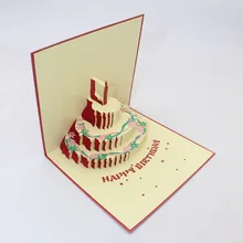 Креативный стиль 3D бумажная открытка ручной работы День Рождения пожелания на заказ торт благословение открытка