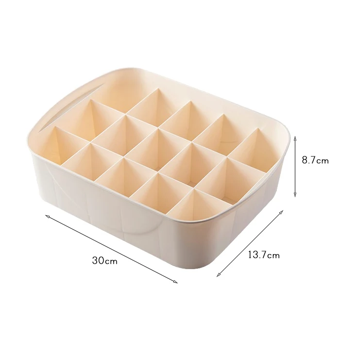 Beige 15 Cell Корзина для хранения, органайзер для гардероба для женщин и мужчин, коробка для хранения носков, нижнего белья, пластиковый контейнер, органайзер для макияжа - Цвет: Beige 15 Cell