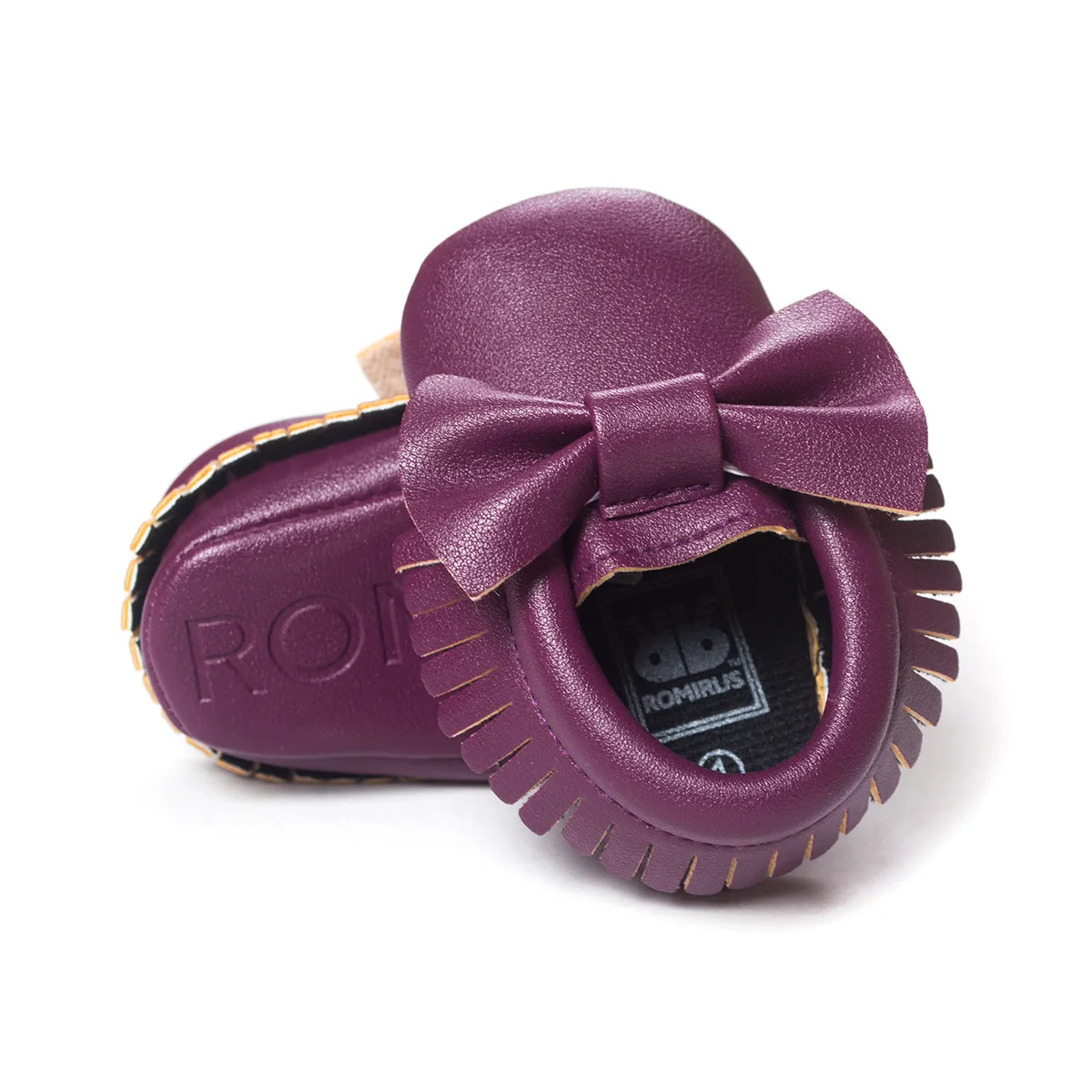 Обувь для новорожденных девочек; обувь для малышей с мягкой подошвой; разноцветная обувь из искусственной кожи с бантом-бабочкой; нескользящая обувь для малышей; обувь для малышей - Цвет: purple