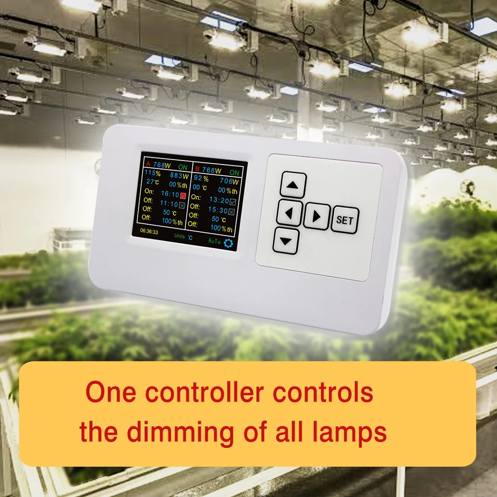 Smart WIFI/Bluetooth LED Grow Light Controller RJ14 Port Remote Group Dimmable Timing Control LED Lamp With Humidity Temperature led grow light