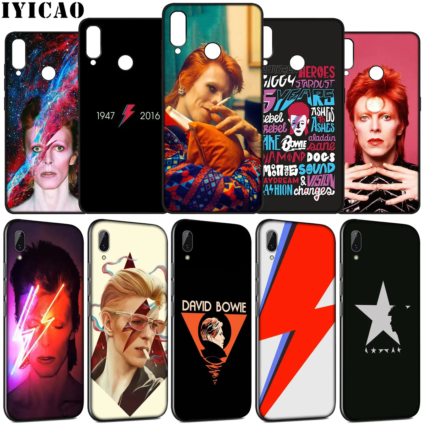 IYICAO fashion David Bowie Soft Silicone Case for Huawei Y9 Y7 Y6 Prime 2019 Honor view 20 8C 8X 8 9 9X 10 Lite 7C 7X 7A Pro | Мобильные