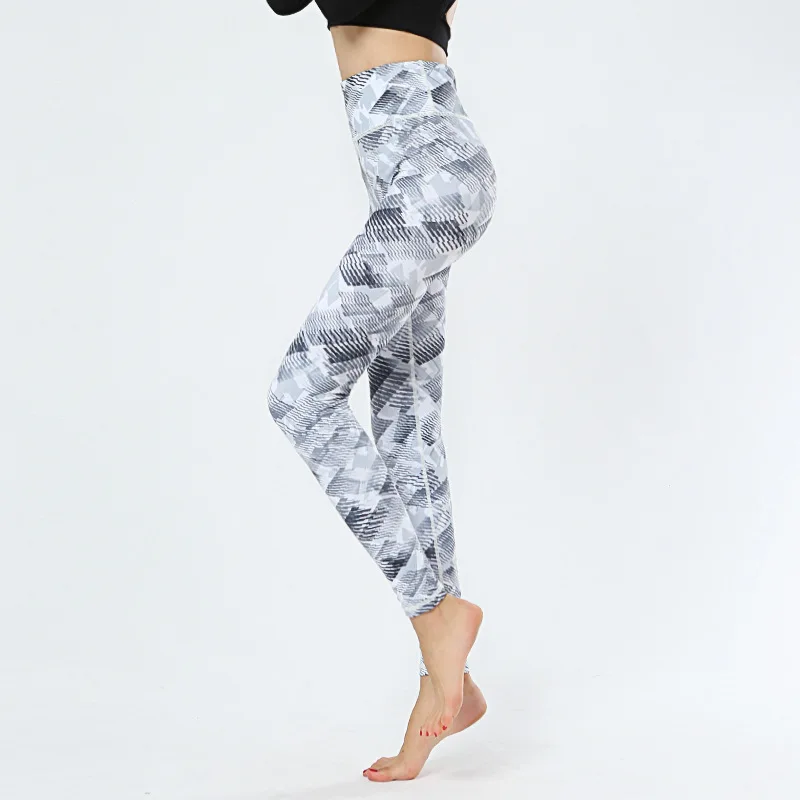 Женские штаны для йоги с принтом, с высокой талией, спортивные Леггинсы, тянущиеся, обтягивающие, для занятий в тренажерном зале, одежда для пробежек, тренировок, активных занятий