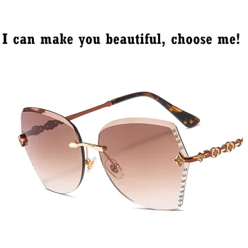 

2019 New Rimless Sunglasses Women Gradient Shades Brand Designer Glasses Ladies Frameless Metal Eyeglasses UV400 free shiping