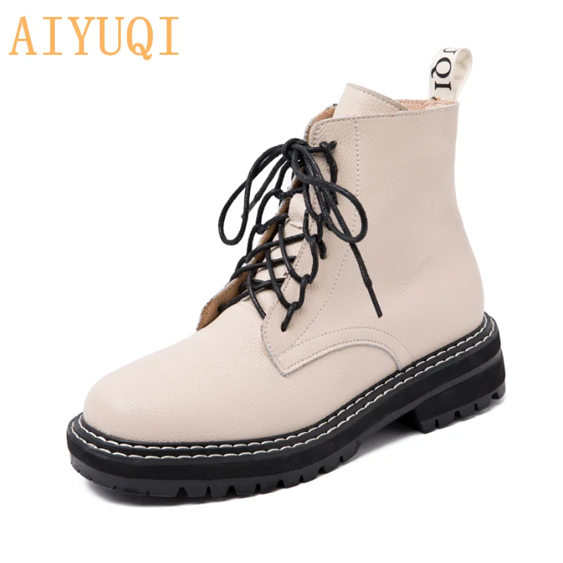 

AIYUQI Martin Boots Female 2020 New Autumn British Wind Genuine Leather Thick With Short Boots Motorcycle Boots women shoes