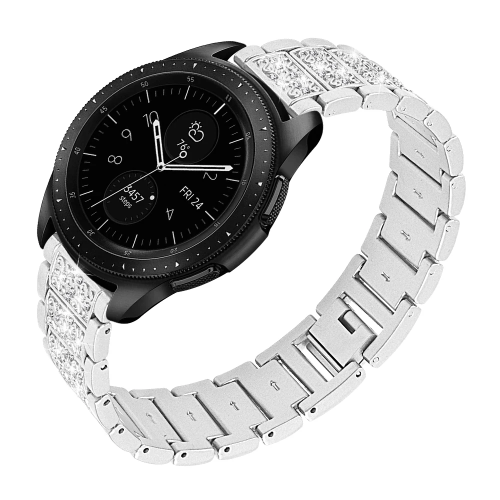 Silver Бриллиантовый ремешок из нержавеющей стали для часов Xiaomi Huaimi Amazfit GTR, роскошный ремешок для часов Amazfit Bip Bit Youth/GTS Pace Watch - Цвет ремешка: Silver
