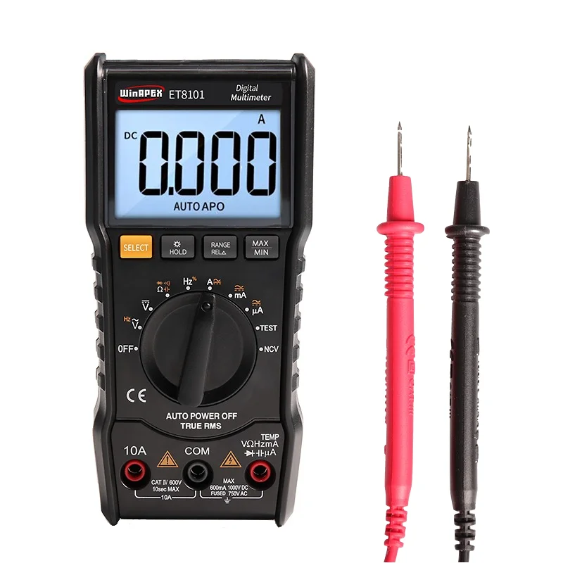 WinAPEX ET8101 Цифровой мультиметр 6000 отсчетов True RMS цифровой вольтметр 1000 В 10A мини Карманный мультиметр Полная защита