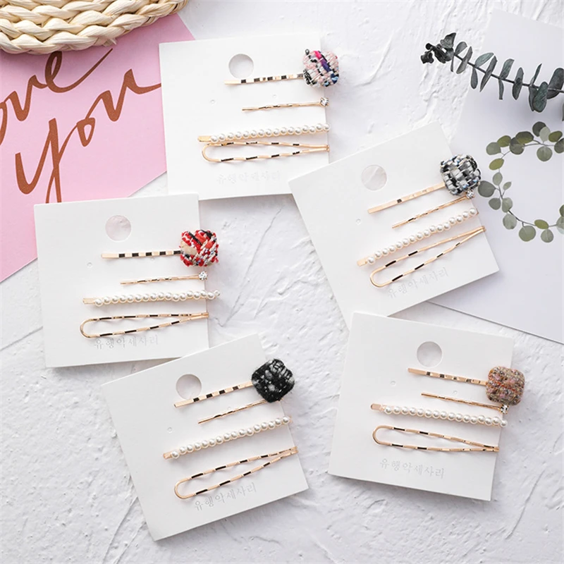 

Cute Japan INS Crown Metal Star Bees Hairpin Houndstooth Button Pearl Side Hair Clip for Women Girl Weeding Hair Accessories