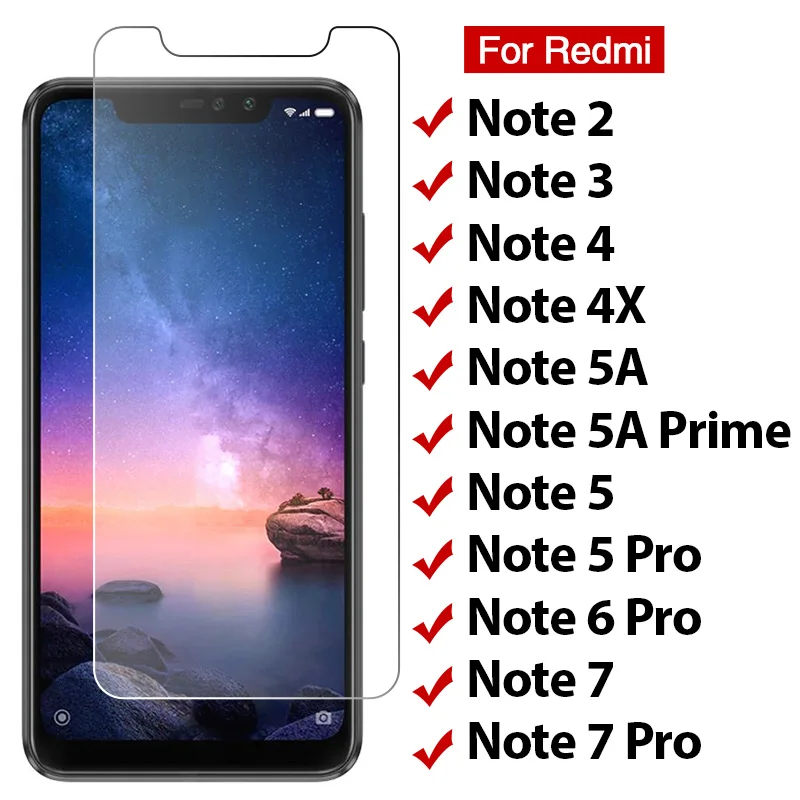 Защитное стекло для смартфона Xiaomi Redmi Note 7 6 5 Pro 5A Prime 9H закаленное защитное экрана 4X