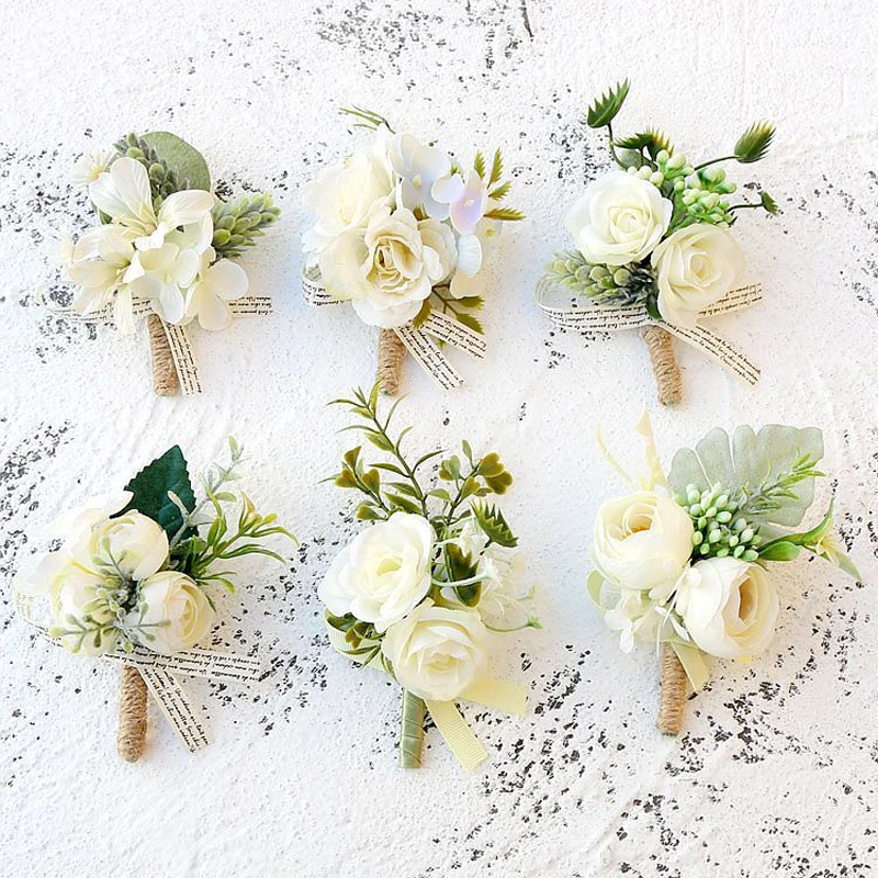 Roei uit Habubu Leugen Boutonniere Zijde Rozen Witte Bruiloft Corsages En Boutonnières Bruidegom  Bloem Kunstbloemen Rose Corsages Broche Pins| | - AliExpress