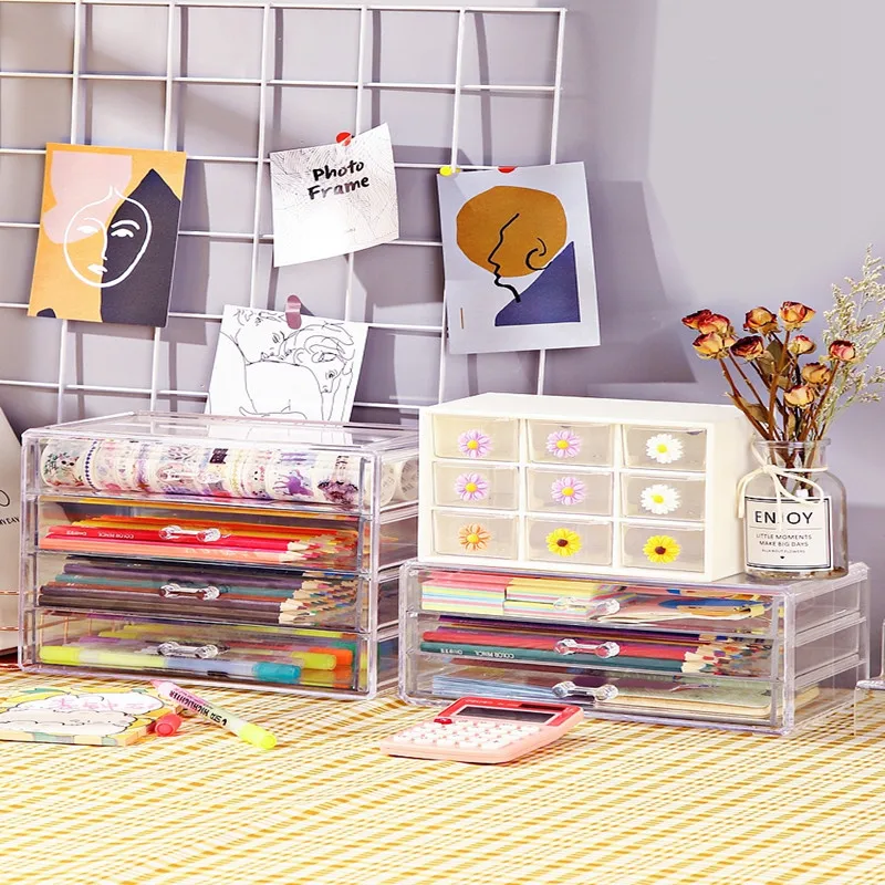 DIY Craft Tape Roll Organizer - Clear Plastic Storage Box With Checkered Lid, Ideal For Scrapbooking & Stationery Supplies, Stationery Organization