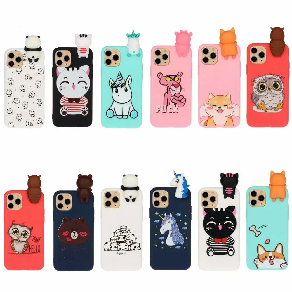 

3D Soft Silicone TPU Case For iPhone 11 Pro X XR XS Max Lovely Panda Cat Dog Unicorn Phone Case For iPhone 6 6S 7 8 Plus